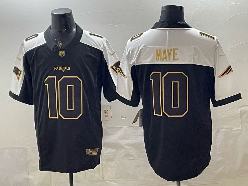 Men 2026 New England Patriots #10 Maye Black gold 3th generations Nike Limited NFL Jersey style 007